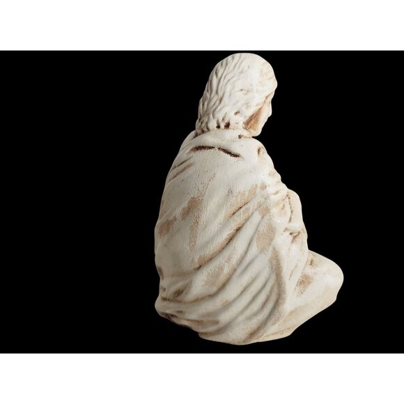 Ceramic Shepherd Holding Lamb Statue 4.5" Tall Beige Brown Signed  Jean S - Picture 5 of 7